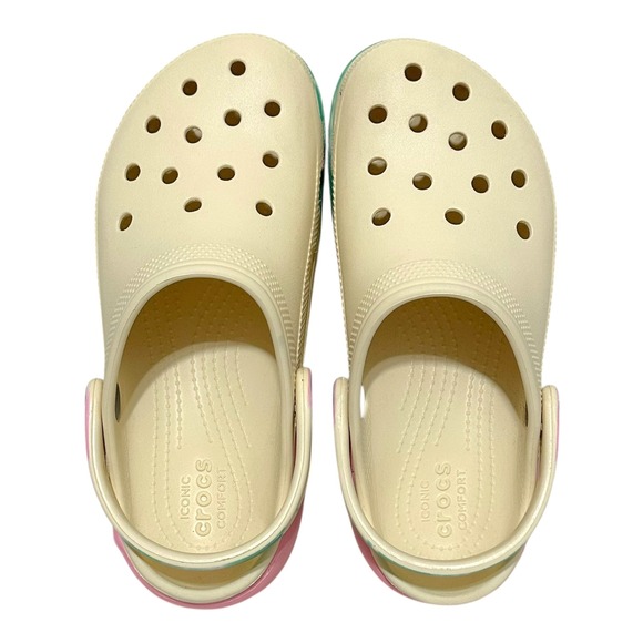 Crocs Classic Crush Clog Bone Pink Green Marble Tie Dye Platform Womens 6 208278 - Picture 4 of 8